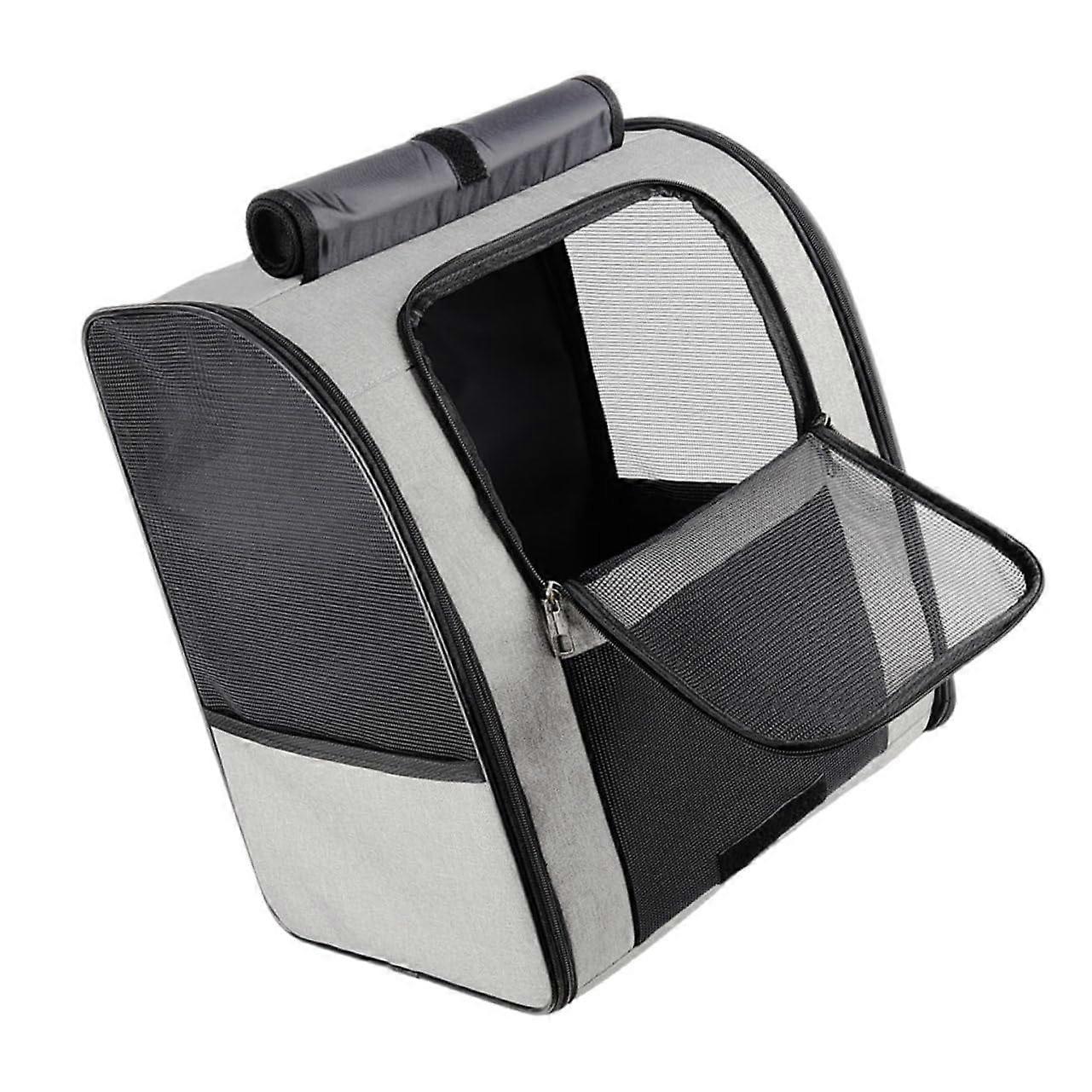 Breathable Cat Backpack Carrier for Hiking and Travel, Large Capacity Pet Bag, Grey, Practical Design for Outdoor Activities