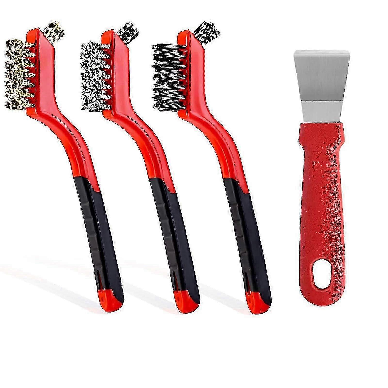4-Piece 7-Inch Wire Brush Set for Rust Removal, Paint Stripping & Surface Cleaning