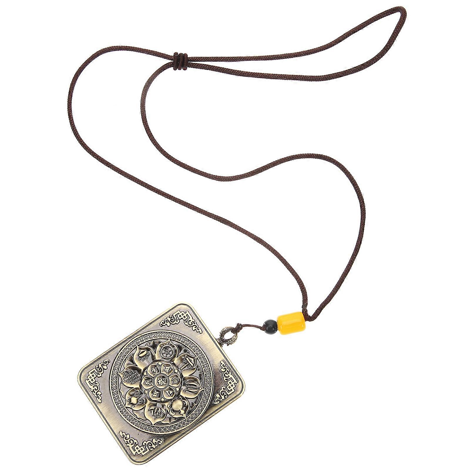 Golden Retro Thangkar Pendant for Curtain Alloy Material Comfortable Touch Smooth Surface 1 Piece