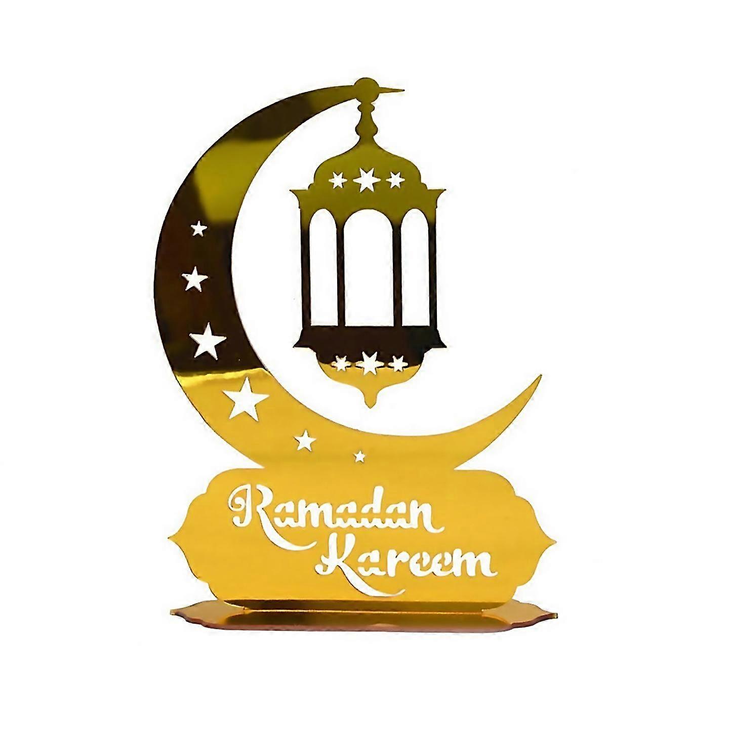For Acrylic Ornaments Moon Star Lantern Eid Mubarak Decorations C Gold