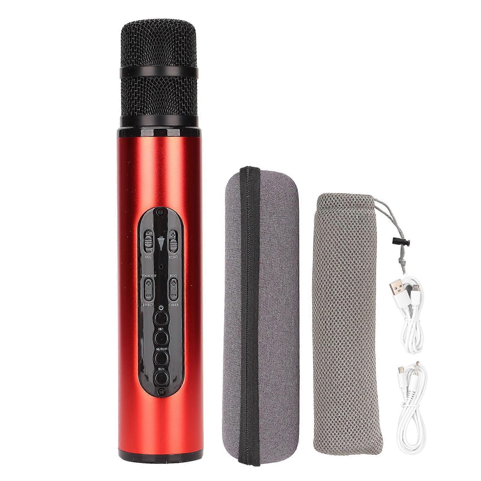 Red Wireless Bluetooth Karaoke Mic - Portable Handheld Microphone for Party & KTV Fun
