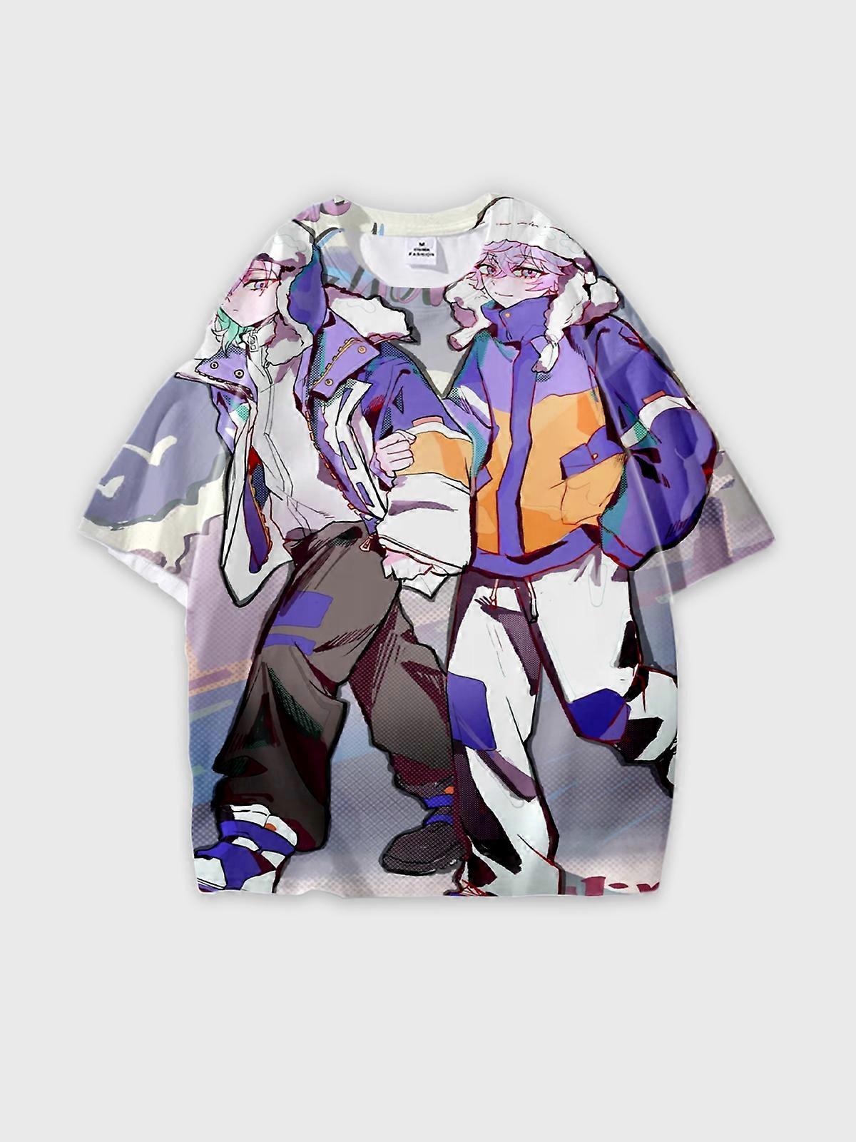 T-Shirt Short Sleeve Round Neck, Summer Casual Loose Graphic Tee, Unisex Paradox Live THE ANIMATION V817