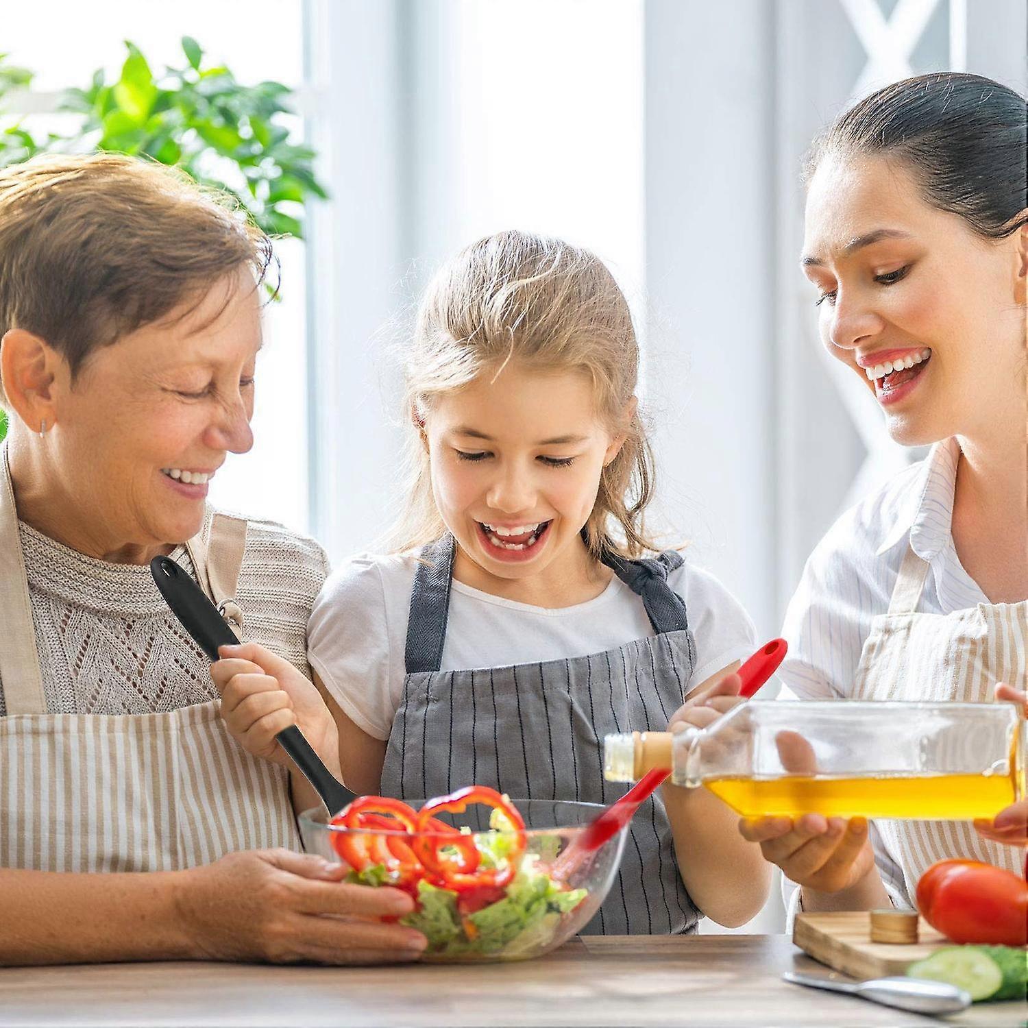 4 Pieces Silicone Nonstick Mixing and Slotted Spoons Set, Large Silicone Serving Slotted Spoon Nonst