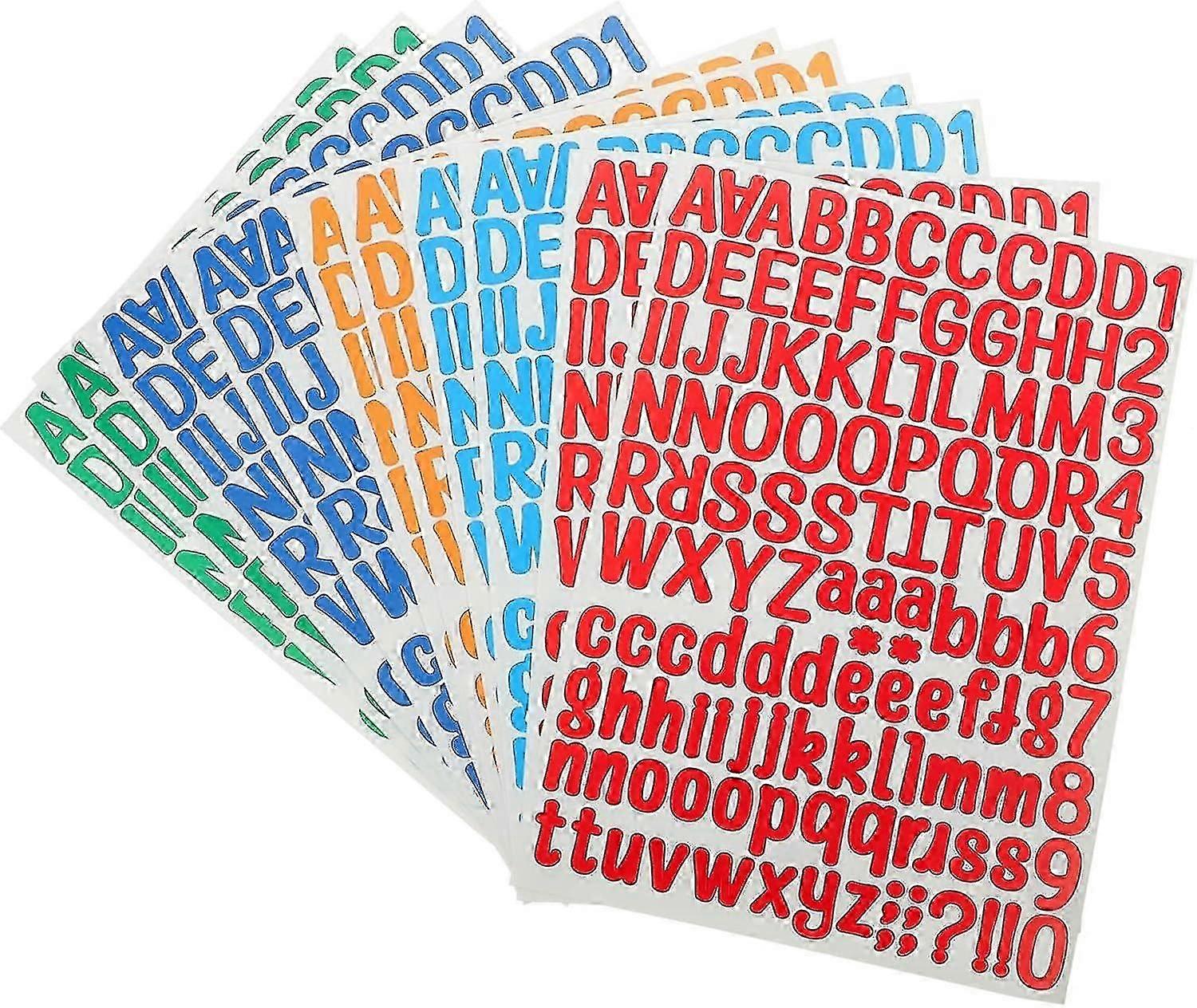 Waterproof Alphabet Number Stickers 10 Sheets Vinyl for Bottle Computer Notebook Small Size