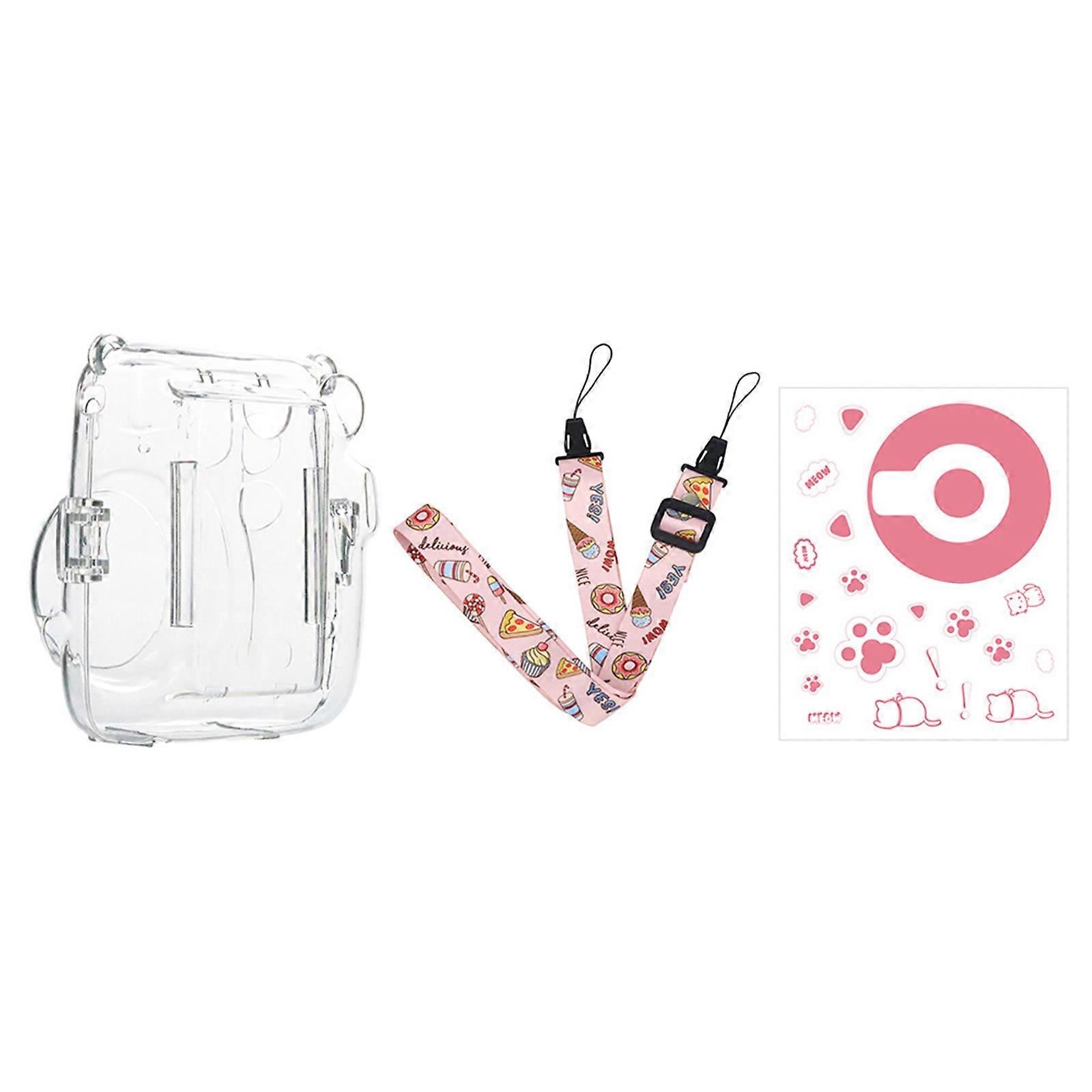Transparent PVC Camera Case for Instax Mini 11 with Adjustable Strap and Photo Pocket