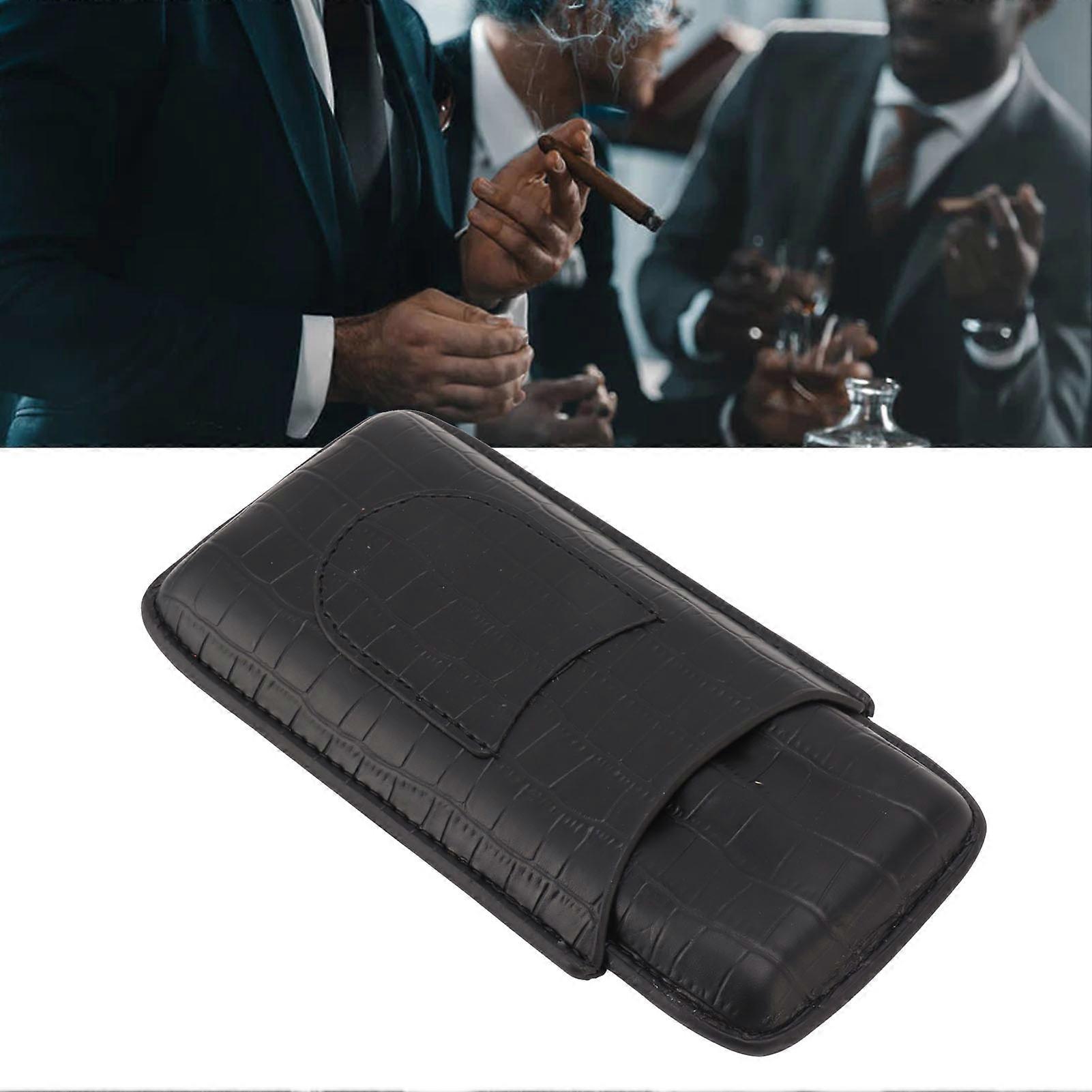 Portable 3-Finger Cigar Holder Case Lightweight Colorfast Leather