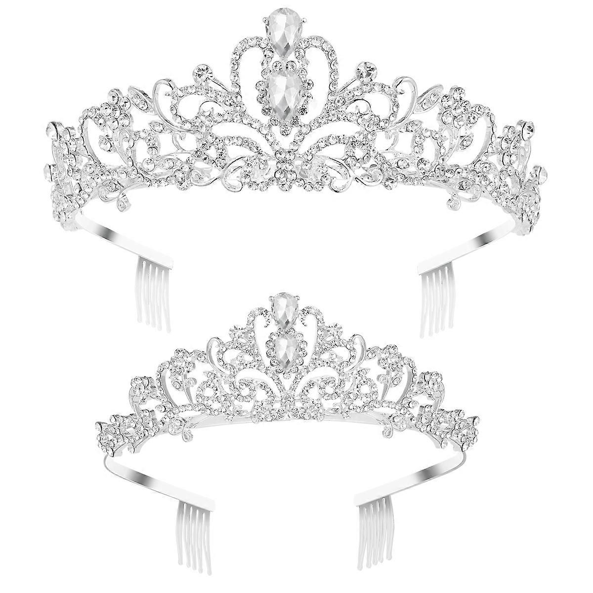 Silver Rhinestone Headband with Comb for Secure Fit Perfect for Wedding and Party Decorations