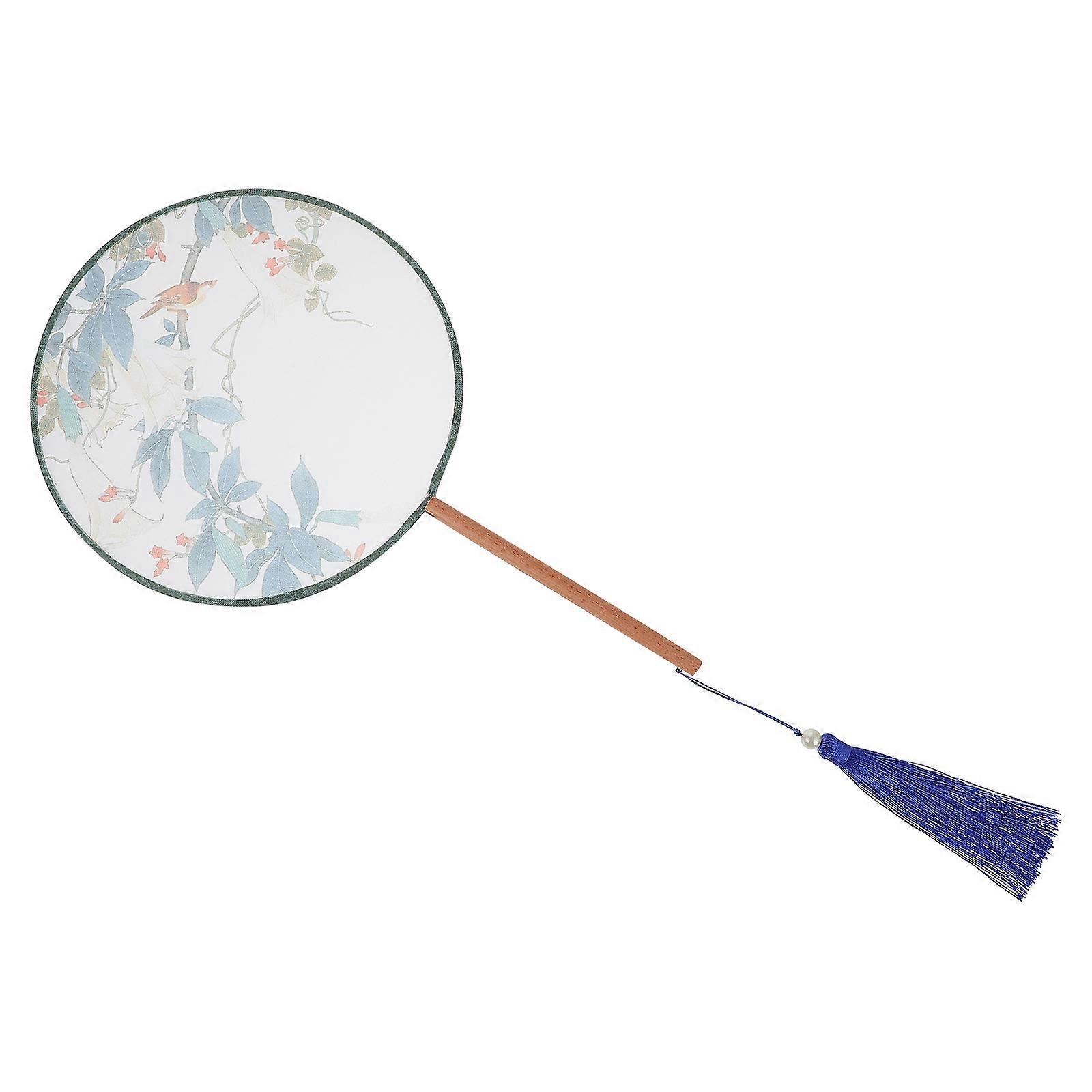 Chinese Round Fan Translucent Silk Fan for Decoration with Tassels