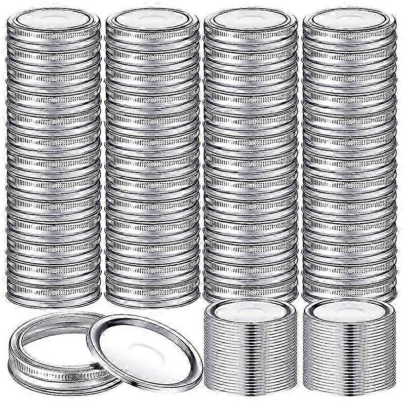 Improved Leak-Free Canning Jar Lids Set - 100Pieces with Silicone Seals and Bands, Split-Type Lids for Secure Closure