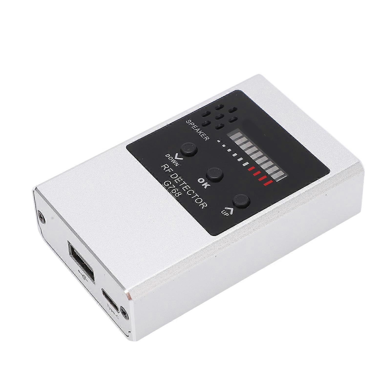 Wireless RF Signal Detector High Sensitivity Camera GPS Tracking Device 10 Level LED 300‑2700MHz Silver 