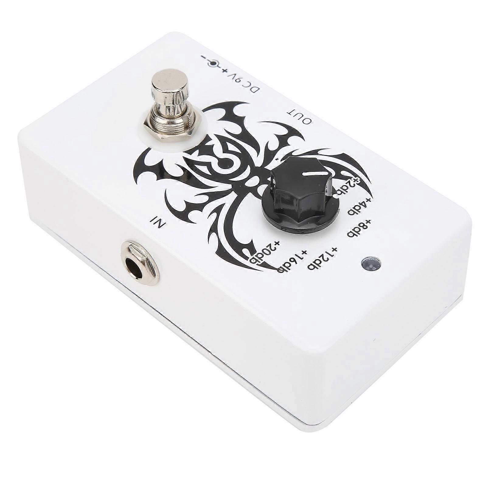 Portable White Guitar Boost Pedal True Bypass 9V DC Adjustable