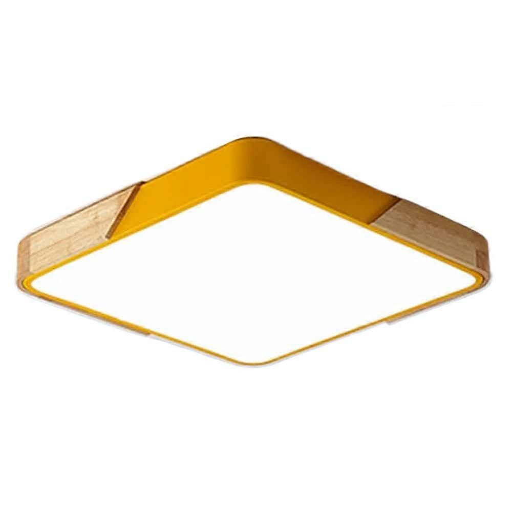 Modern Square LED Ceiling Lamp Macaron Metal Flat Ceiling Light 3000-6000K Dimmable Ultra-Thin Close-To-Ceiling 15.7in Yellow