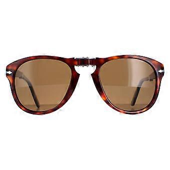 Persol Sonnenbrille PO0714 24/57 Havana Braun Polarisiert Faltbar 54mm