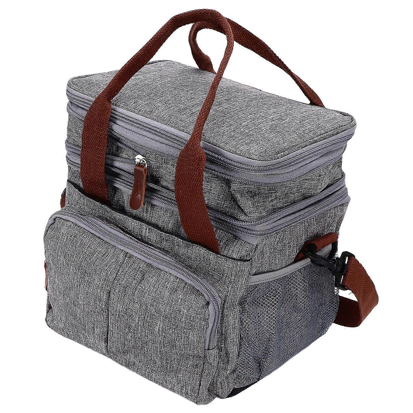 Insulated Lunch Bag Multifunction 2 Insulation Lining Full Zipper Design Polyester Fabric Insulated Bag 2025