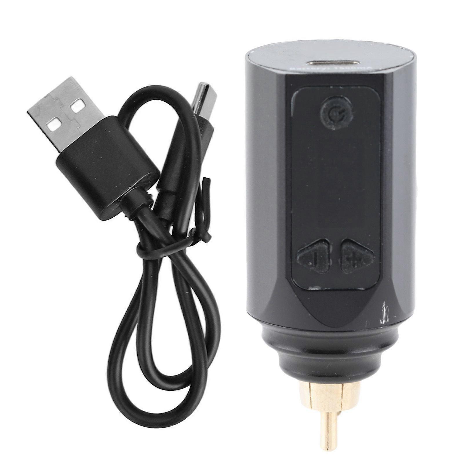Wireless Tattooing Battery Tattooing Machine Power Supply Adjustable Voltage 312V Power Supply 1500mAh Black