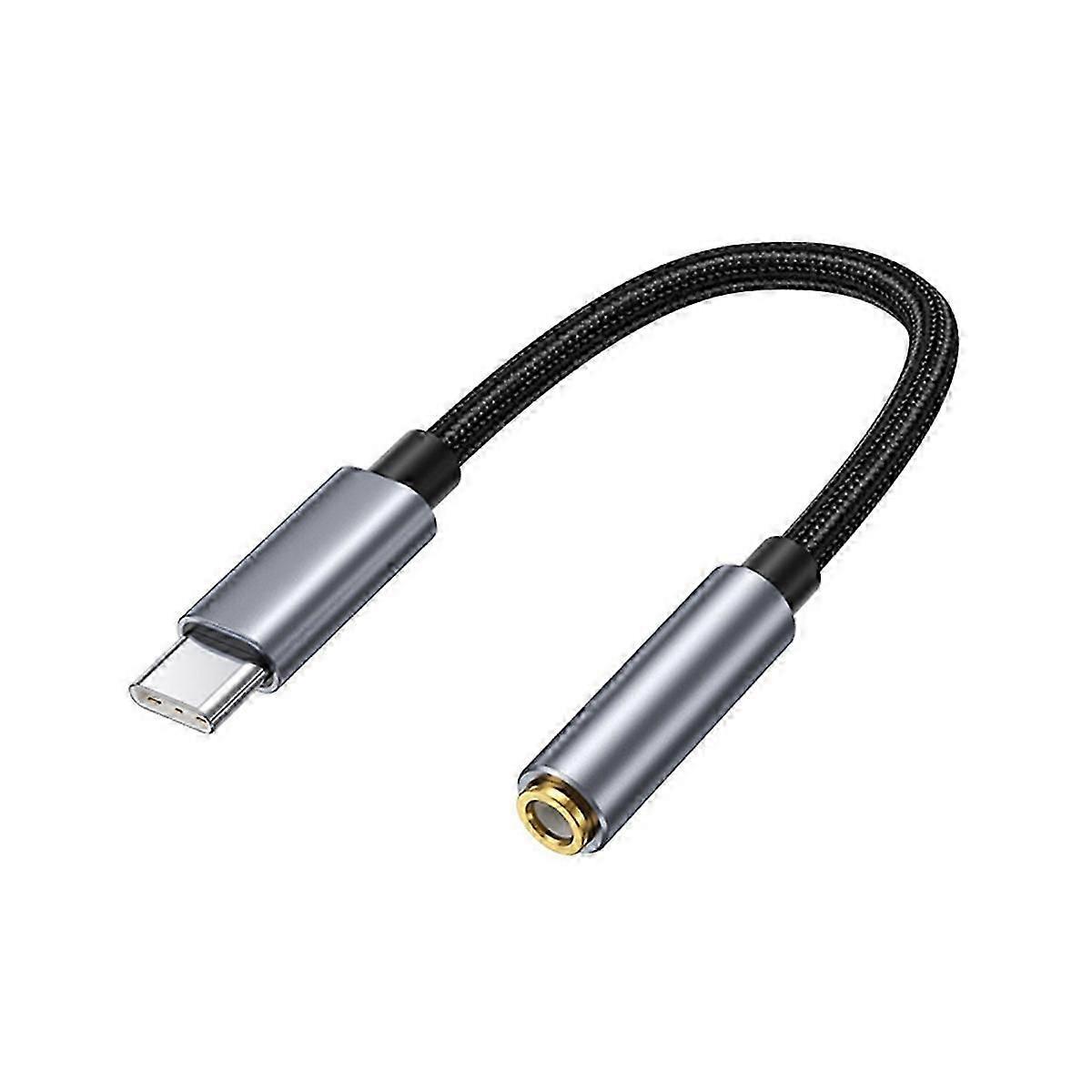 Type-C to 3.5mm Female Headphone Jack Adapter Type C Aux Audio Cable Adapter USB C Analog Audio Decoding Adapter Cable