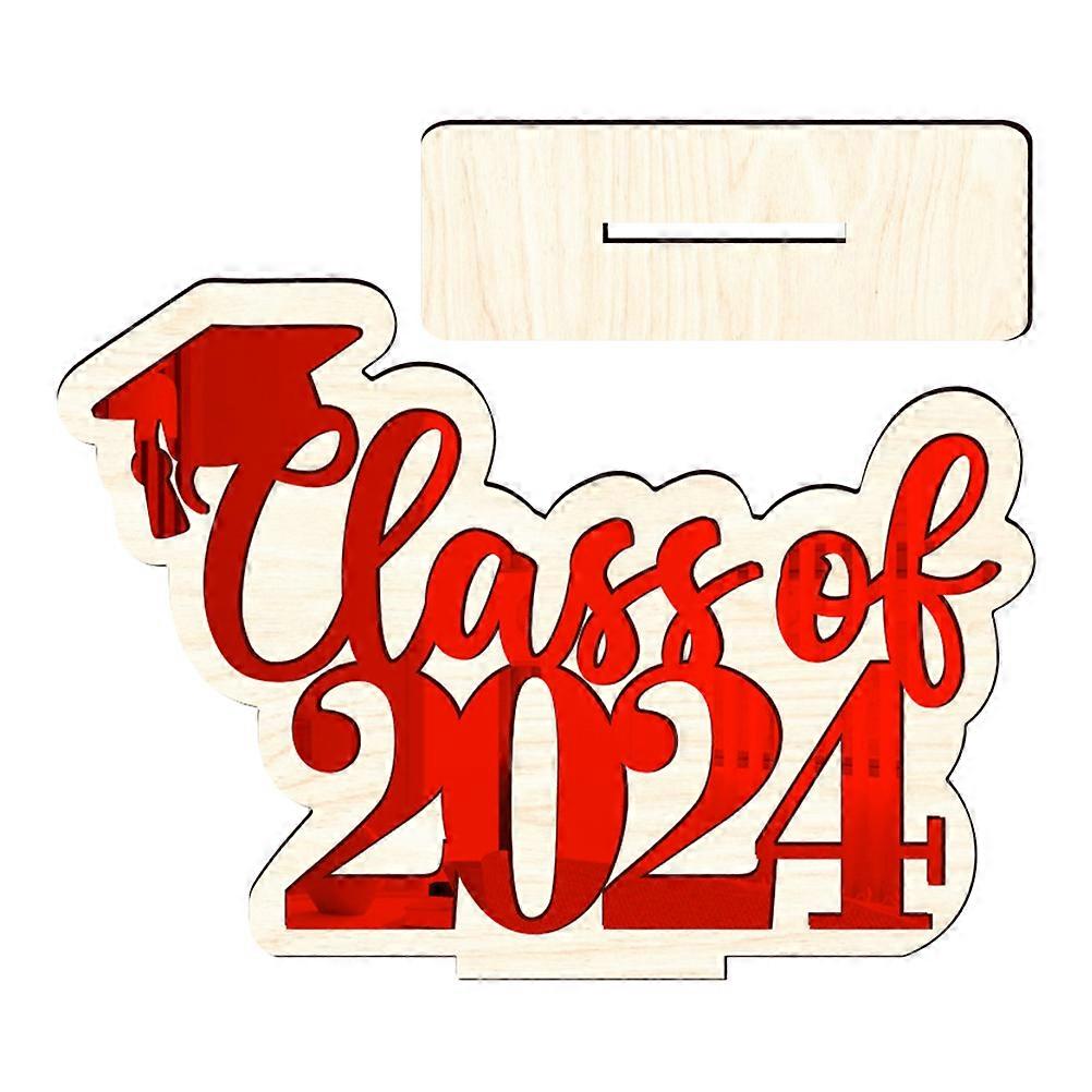 Class of 2024 Party Decor Wooden Graduation Table Decoration 3Pcs for Festivity