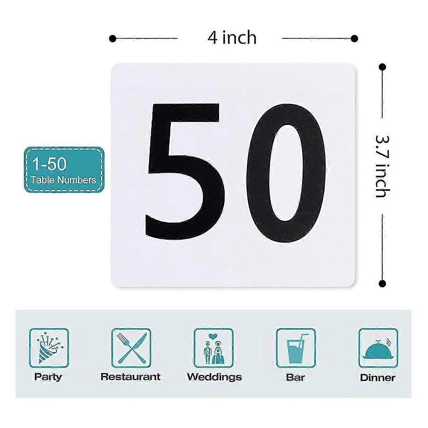 50Pcs Table Numbers 1-50, 3.7x4 Inch Table Numbers, Double Sided Table Number Cards - for Wedding Re
