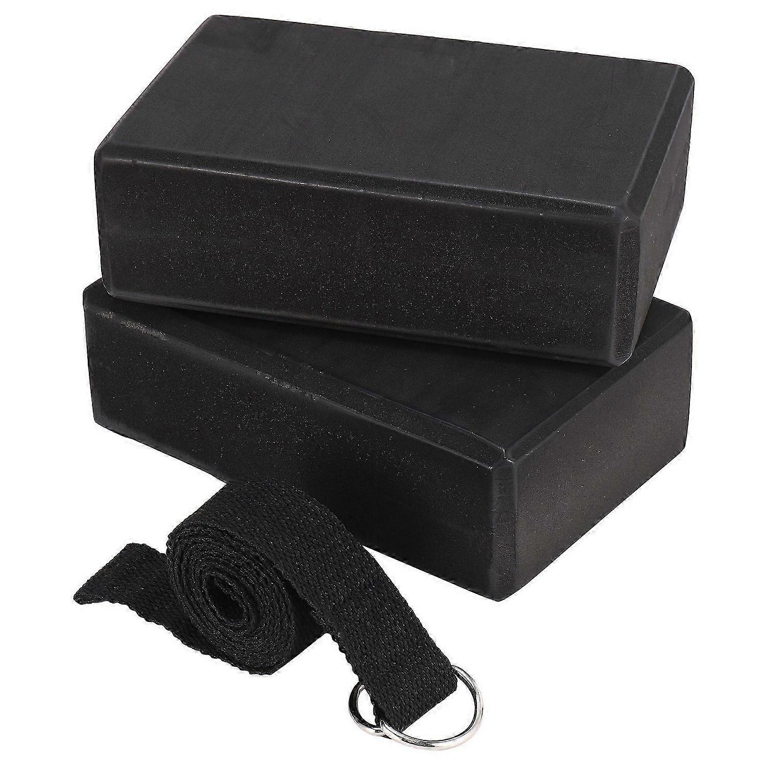 Yoga Block and Yoga Strap Set EVA Foam Soft Non-Slip Yoga Blocks Universal Pilates Stretching and To