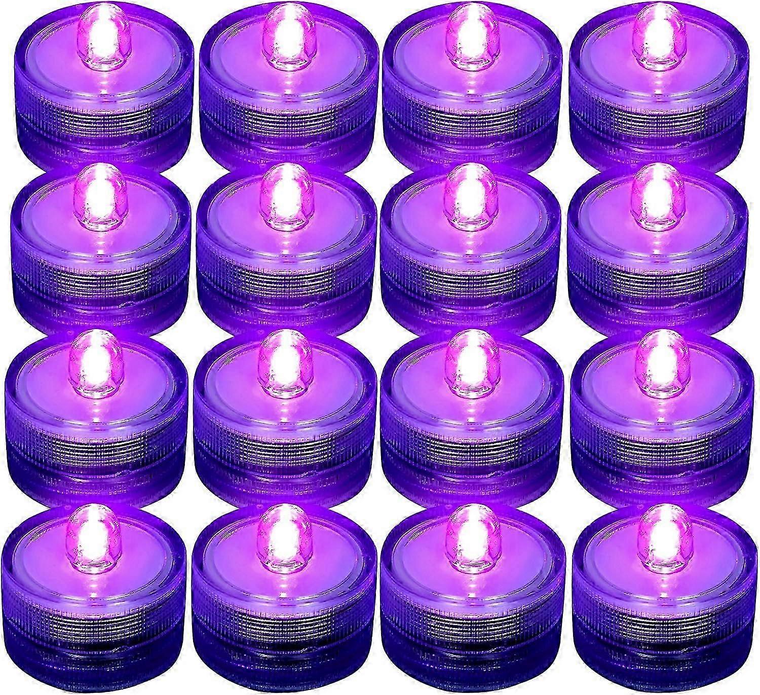 12pcs Submersible LED Light,Purple Waterproof Flameless Candle Tea Lights,Underwater Battery Operated Seasonal Festival Celebration Light for Table