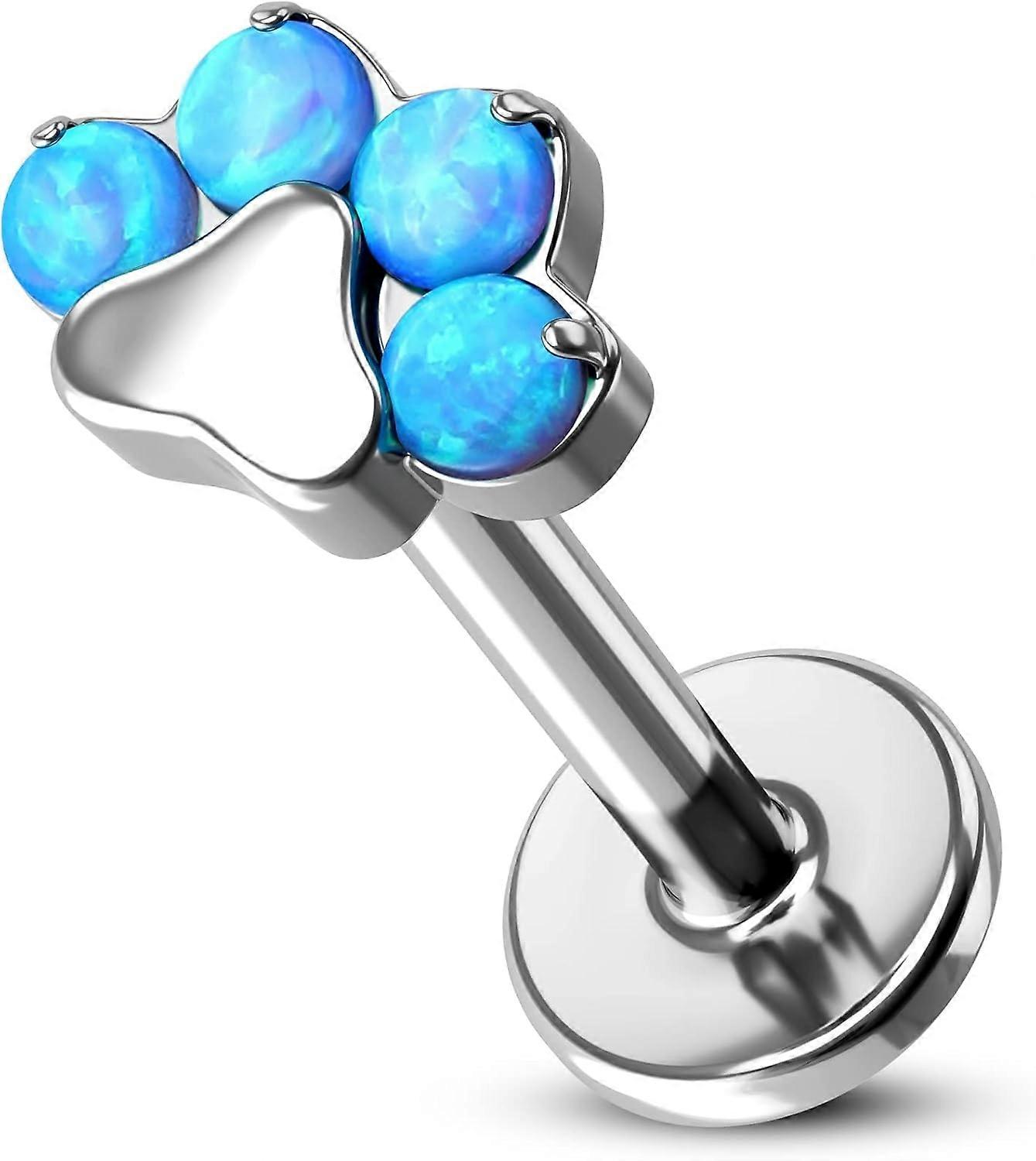 G23 Titanium Cartilage Earring Stud for Helix 16g Flat Back Dog Paw Cartilage Piercing Jewelry Front Top Screw Helix Tragus Earrings  Z-Opal Paw