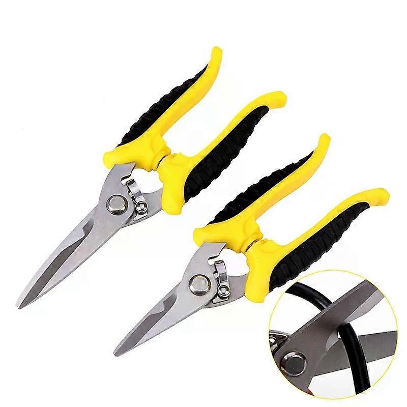 Nickel Plated Electrical Scissors Aviation Scissors Toothed Clipper Wire Stripper Snips For Cutting Metal Sheets