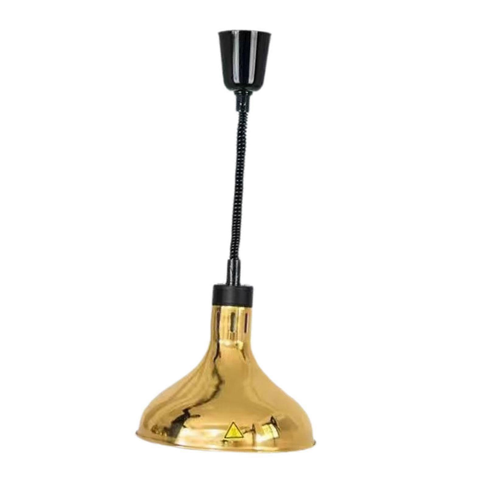 Food Heat Lamp Telescopic E27 Stainless Steel Warming Lamp for Buffet and Barbecue, Adjustable Height, Gold Finish