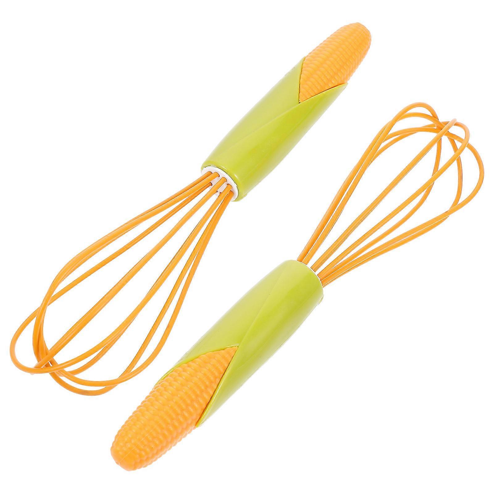 Manual Silicone for Kitchen Cream Whisk 2Pcs Orange