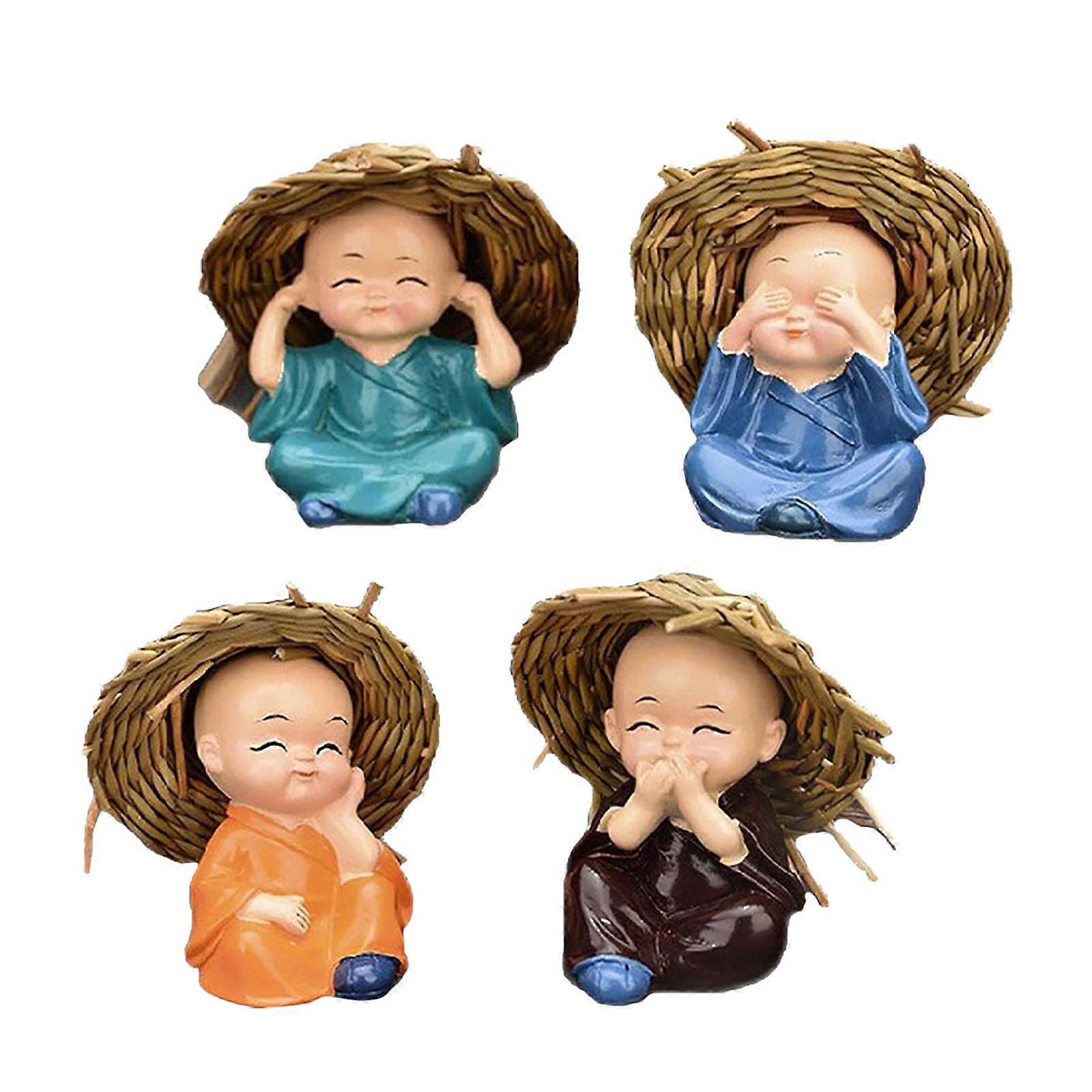 Decorative Monk Figurines Car Dashboard Ornaments for 12Pcs Set