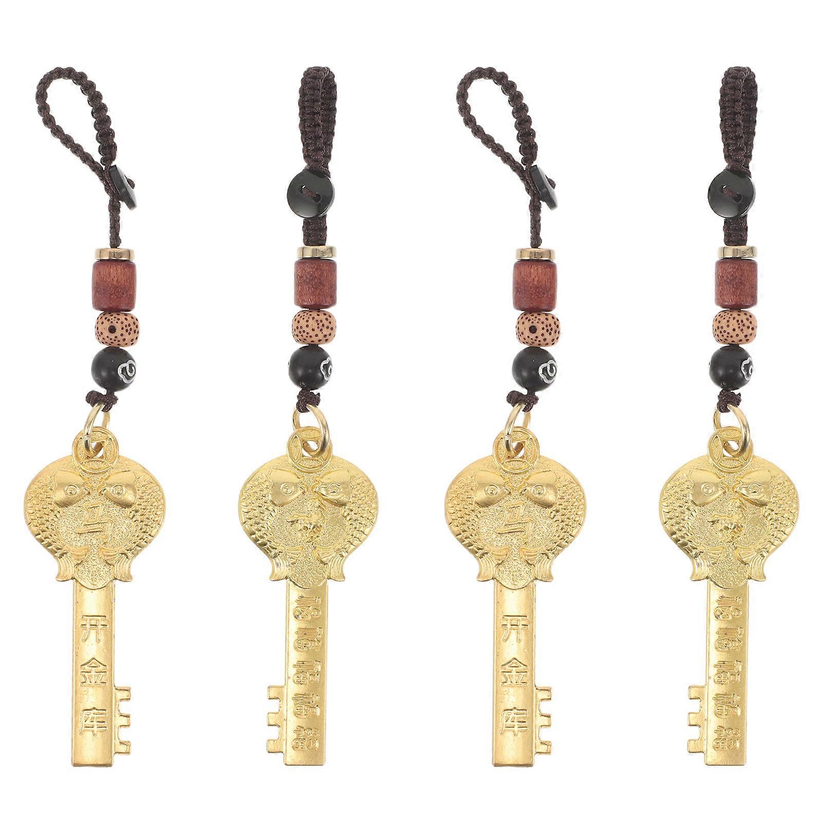 Fengshui Key Ring Brass Horse Keychain for Blessings 16Pcs Set