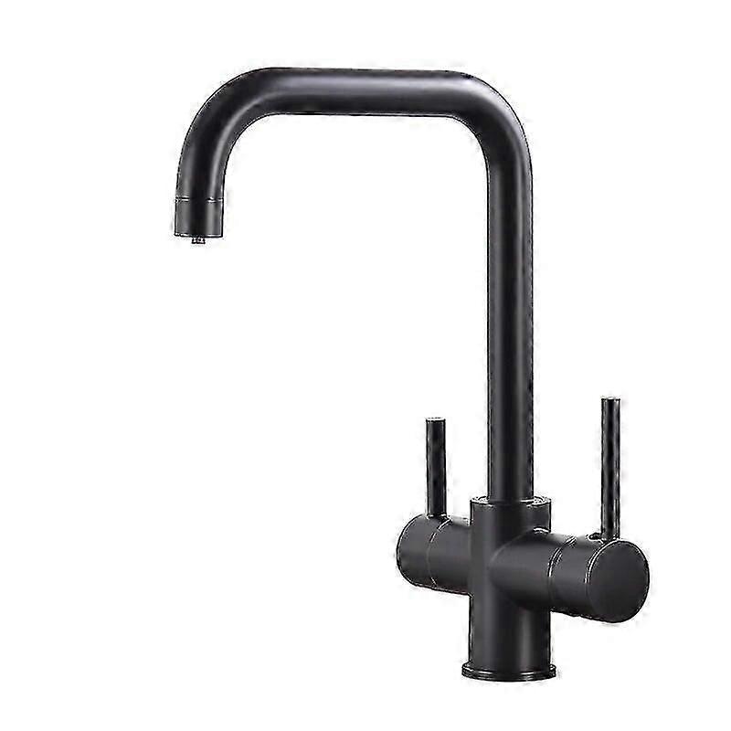 Haute qualitéRobinet d’évier de cuisine Rovogo 3 en 1 avec robinet d’eau potable, robinets mélangeurs froids et chauds, robinet de filtre à eau de bar (noir mat)