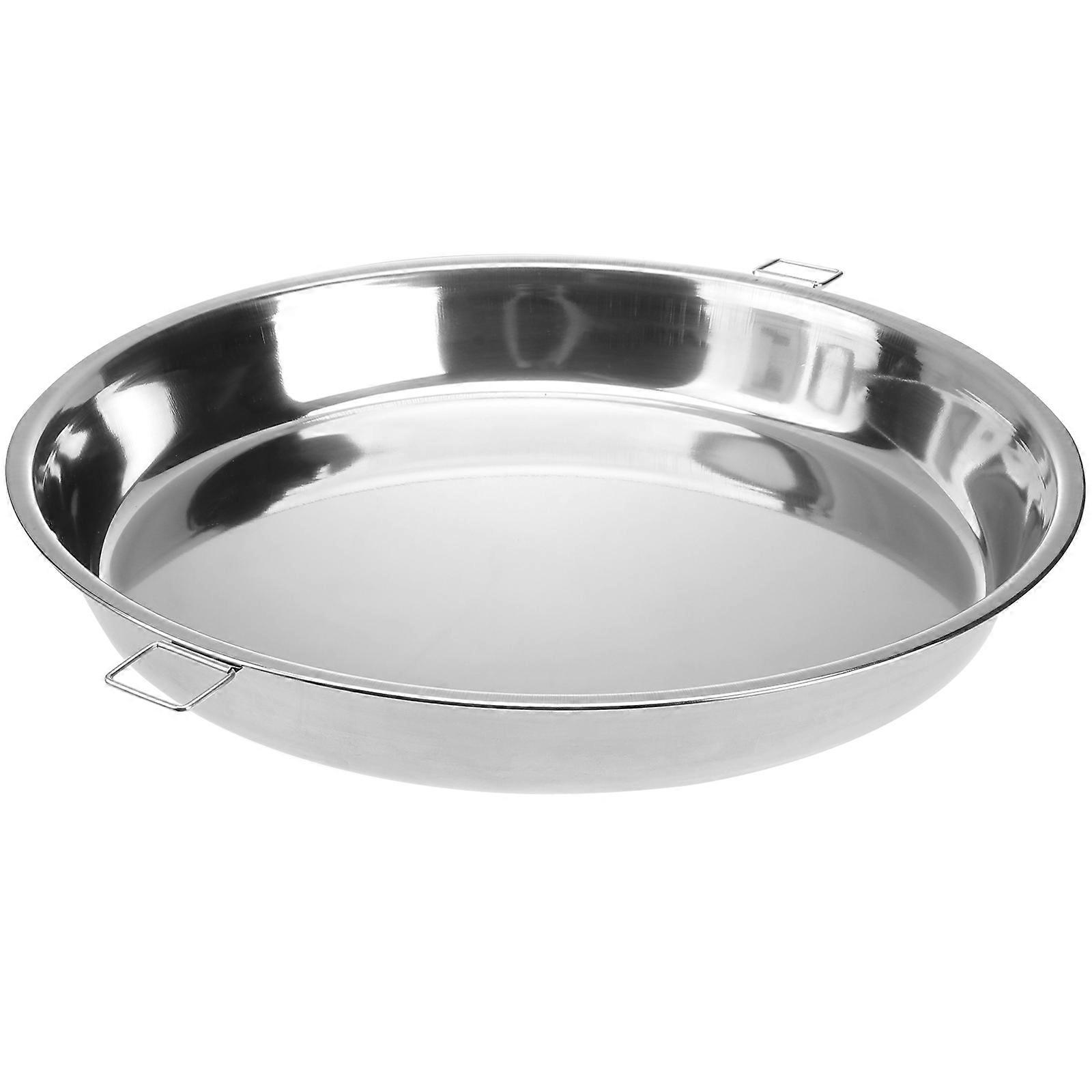 Stainless Steel Dish Pan Food Preparation Steaming Food Home Users Round Shape Compact Design 1Pcs