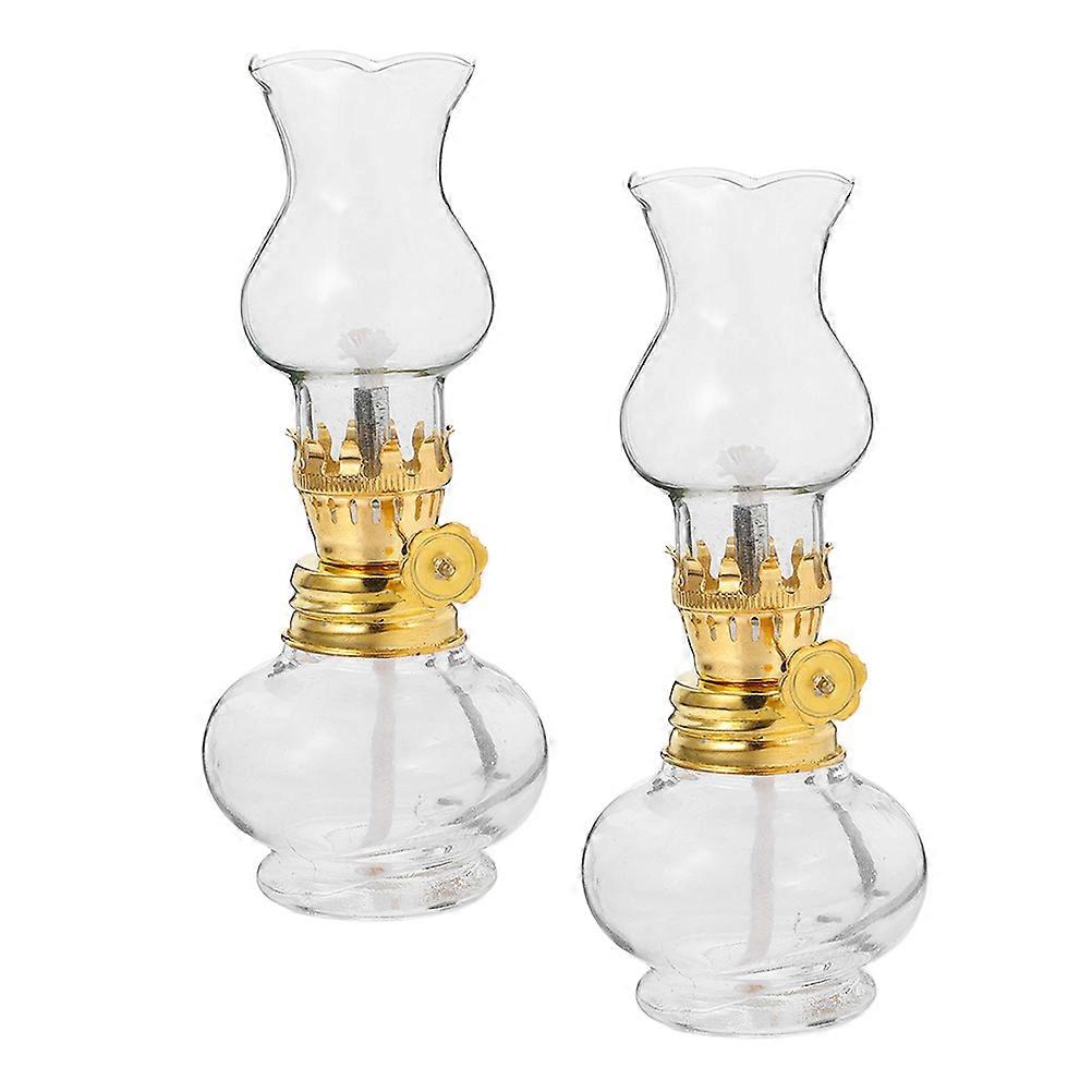 Vintage Oil Lamp Small Glass Kerosene Lamp for Emergency Use 4Pcs