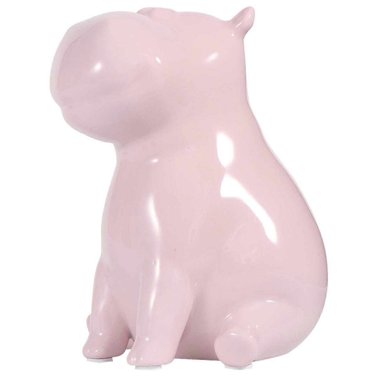 Pink Ceramic Desktop Decoration Hippo Crafts for Table Use