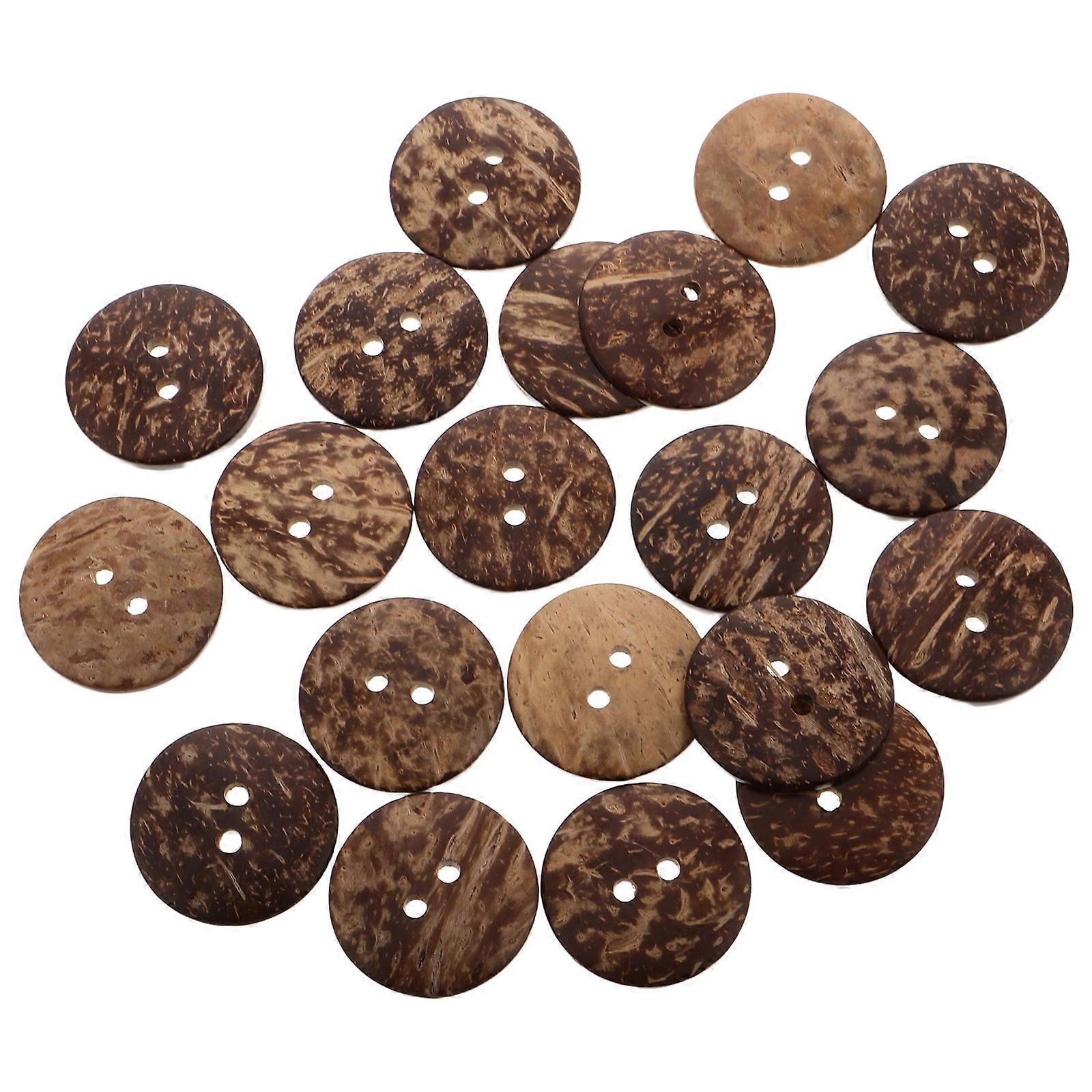 Natural Coconut Shell Buttons Two-Hole Design for Sewing 60Pcs