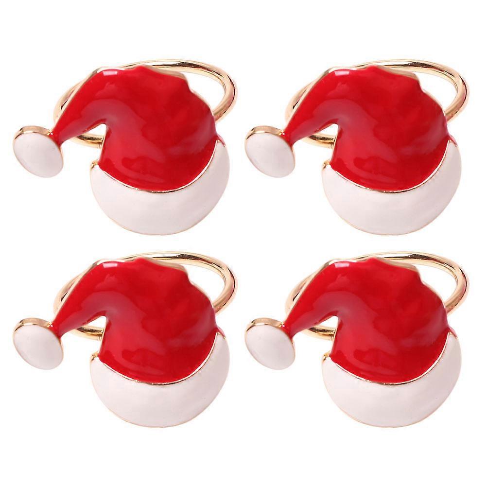 Napkin Rings Christmas Hat for Dining Table Decoration 8Pcs