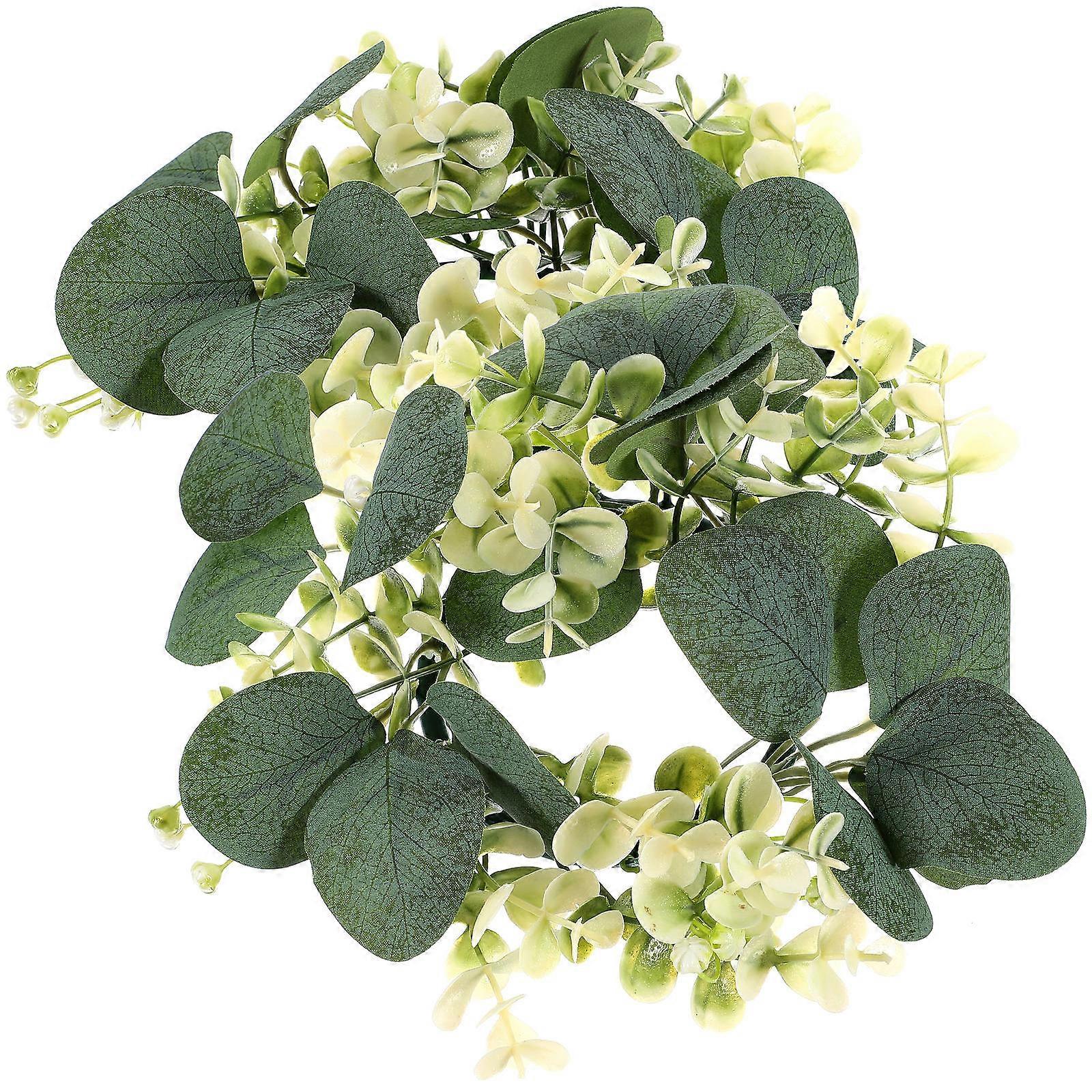 Green Eucalyptus Candle Rings for Table Decor 10Pcs Simulation Wreaths