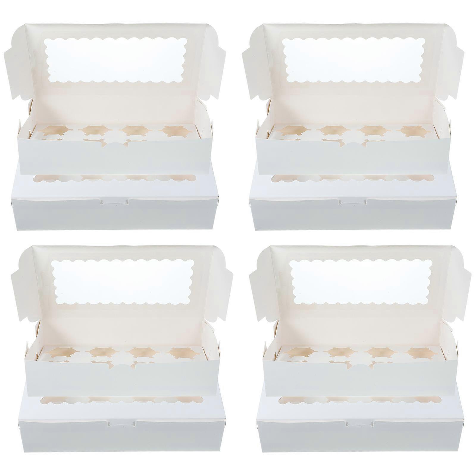Cookie Boxes Cupcake Box for Storage 10Pcs White Paper and Pet Material