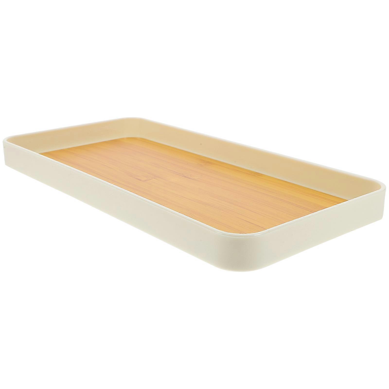 Snack Serving Plate Rustic Wood Grain Food Tray for Formal Dinner Party Multi Colored Reusable Pp Material 1Set