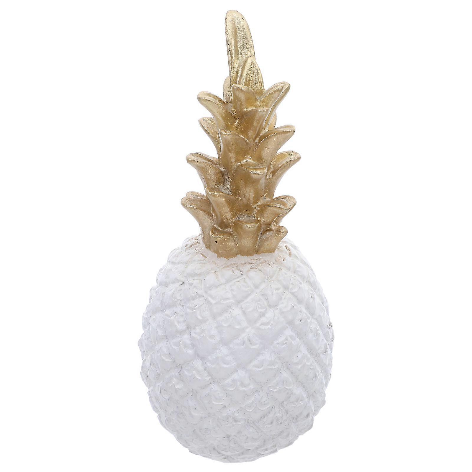 Resin Pineapple Shaped Ornament for Cabinet Decor 2Pcs White