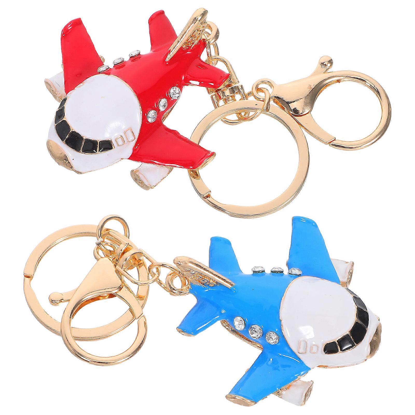 6Pcs Airplane Keychains Metal for Decoration Assorted