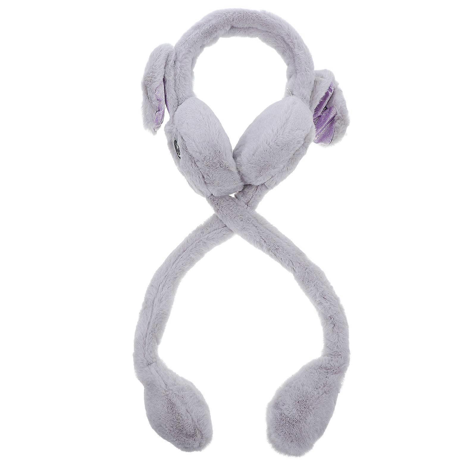 Cute Rabbit Ear Easter Earmuffs for Party Use 3Pcs Grey Winter Headwear