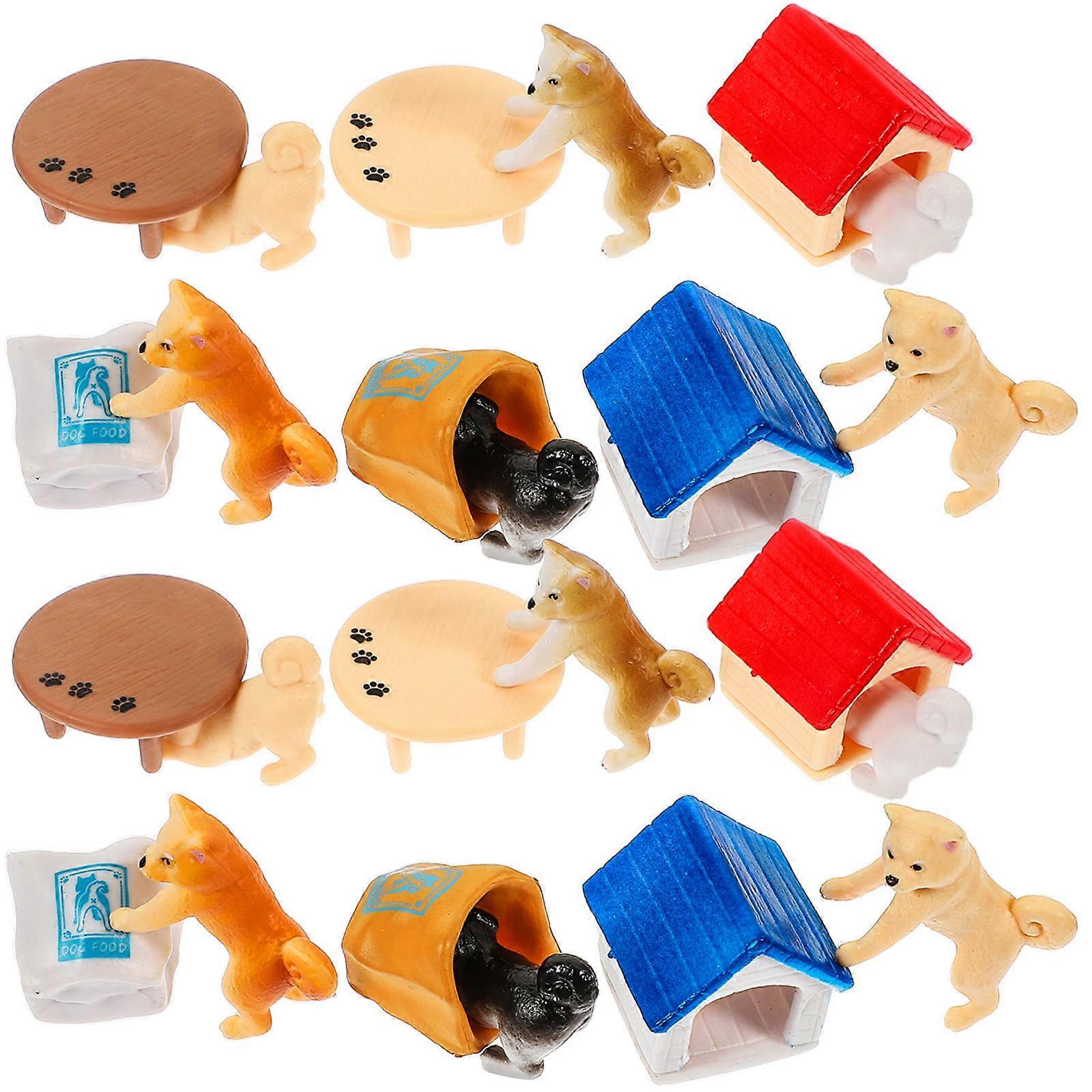 Dog Kennel Decoration for Home Use 6Pcs PVC Dog Figurines Collection