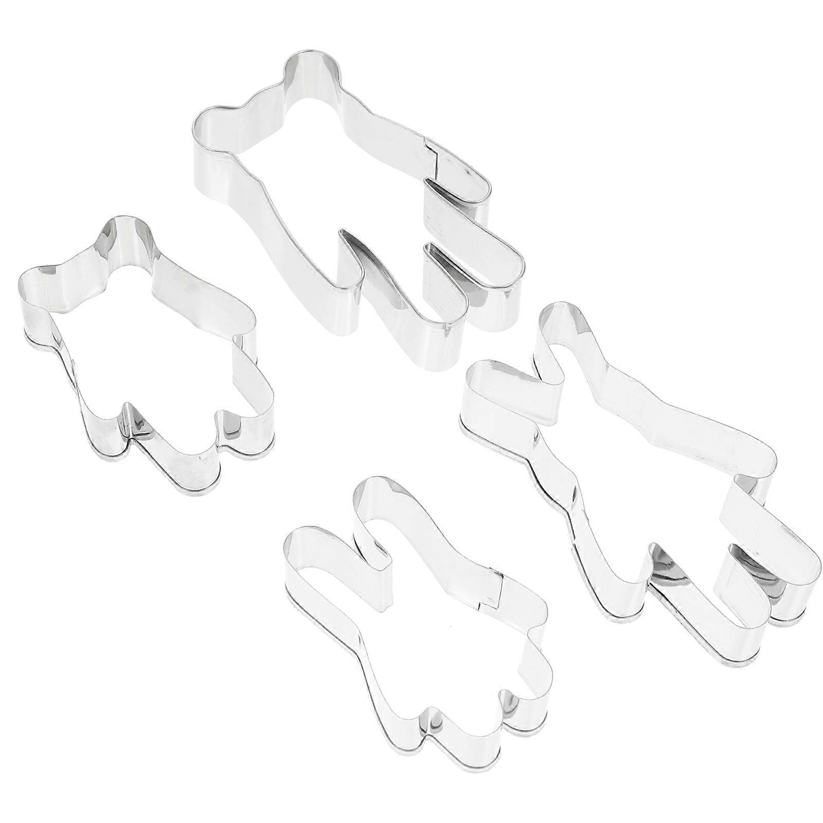 Silver Cookie Cutters Animal Molds for Baking 4Pcs Metal Set