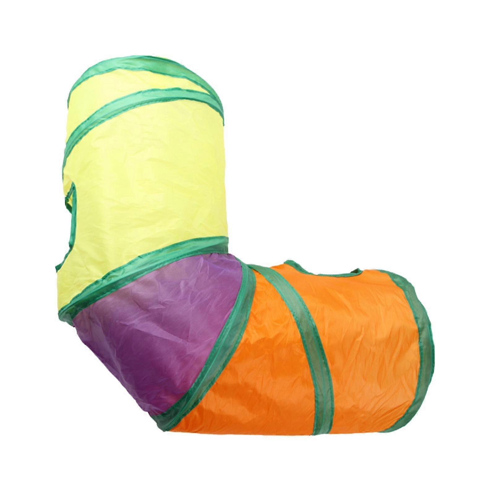 Pet Cat Tunnel Tube Toy Foldable L Shape Colorful for Hiding Exercising