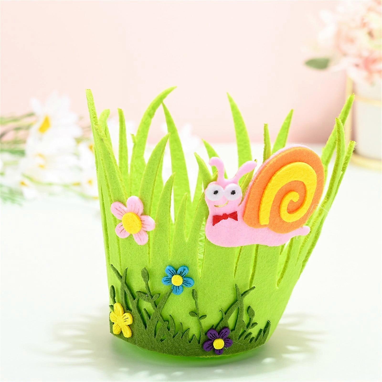 feimajia Easter Decorations Easter Round Portable Non-woven Bucket Easter Decorations