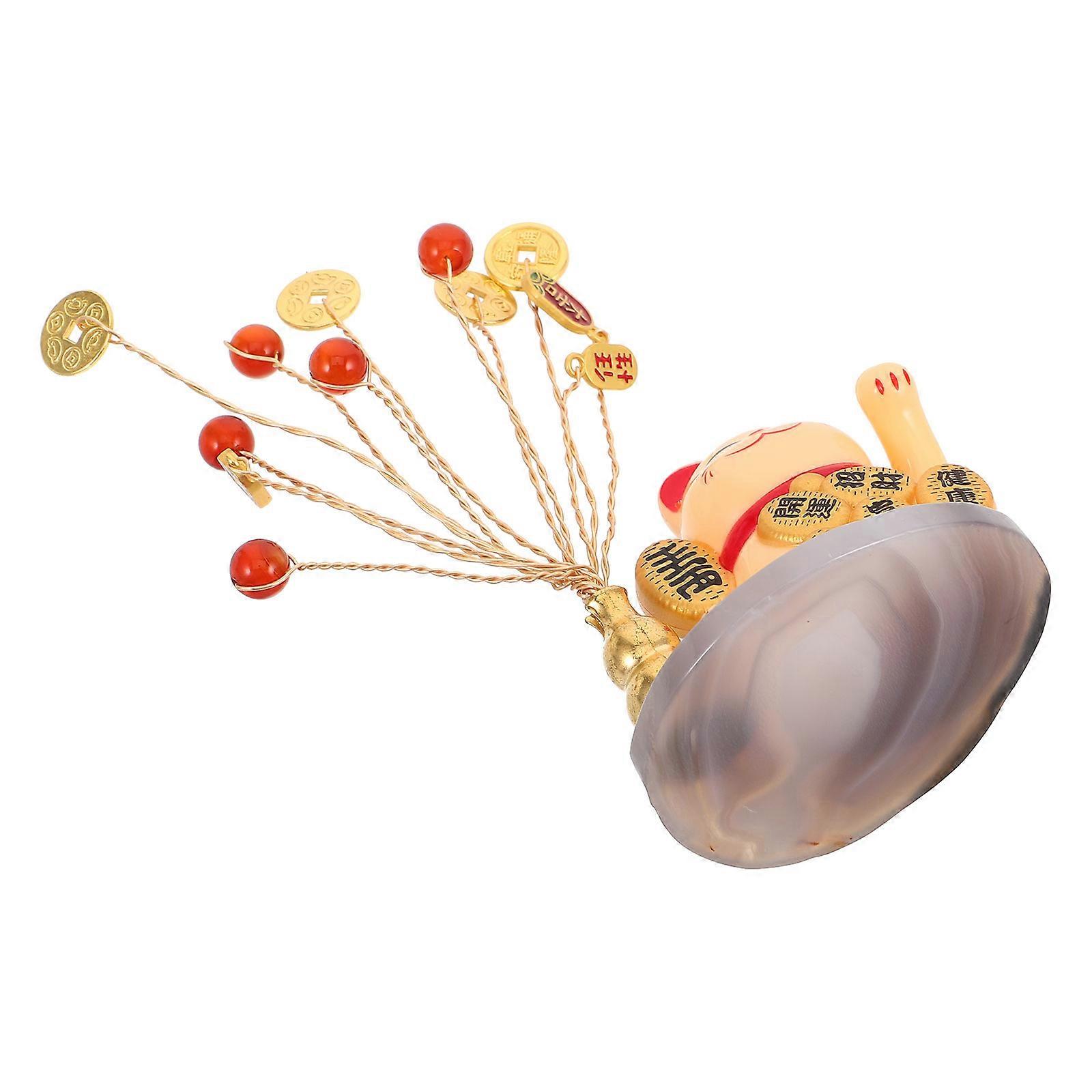 Waving Wealth Cat Decorative Ornament for Decoration 3Pcs