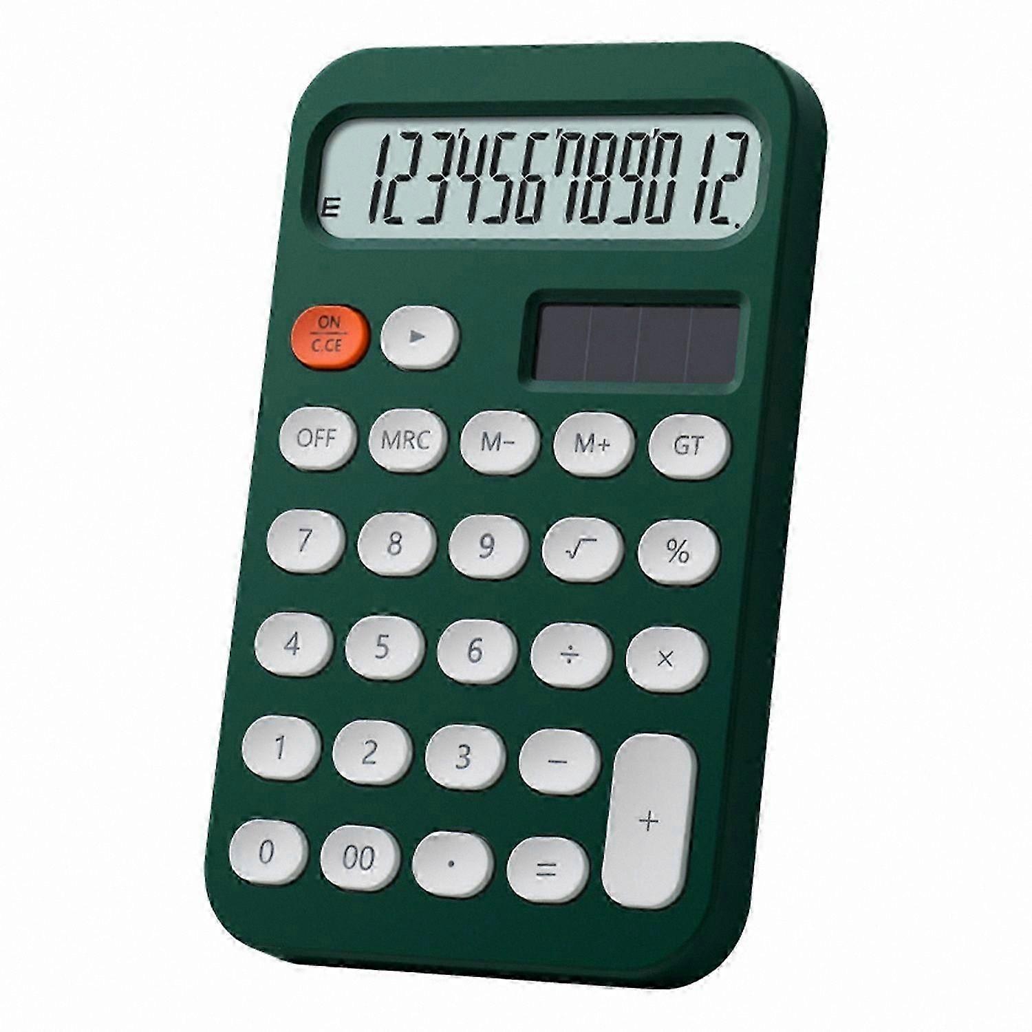 Solar-Powered Desktop Calculator with 12-Digit LCD Display and Non-Slip Oval Keys