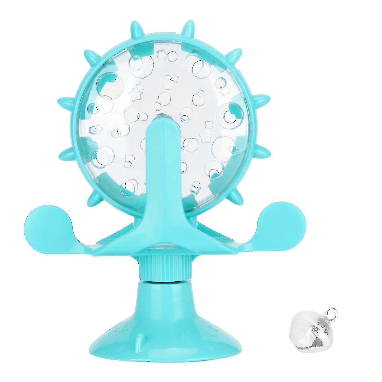 Pet Cat Food Leakage Rotation Windmill Educational Interactive Training Toy Blue