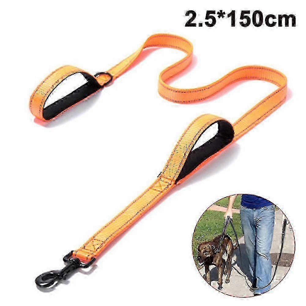 ペットギア犬用リード、長さ1.5mのパッド入り2つのハンドル、ヘビーデューティーハンドルリード